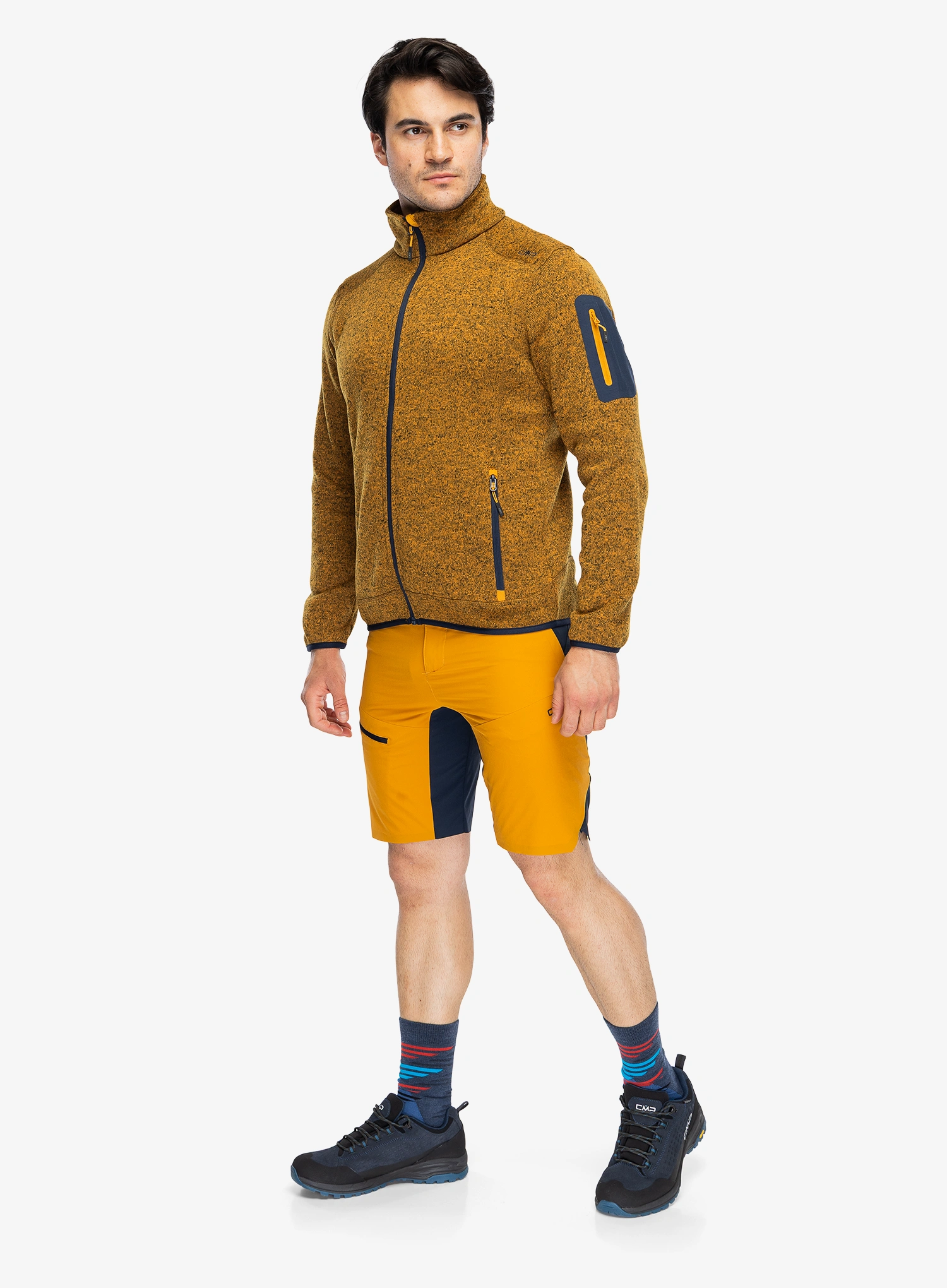 Flisinė striukė CMP Perl Jacket Knitted - curcuma/b. blue