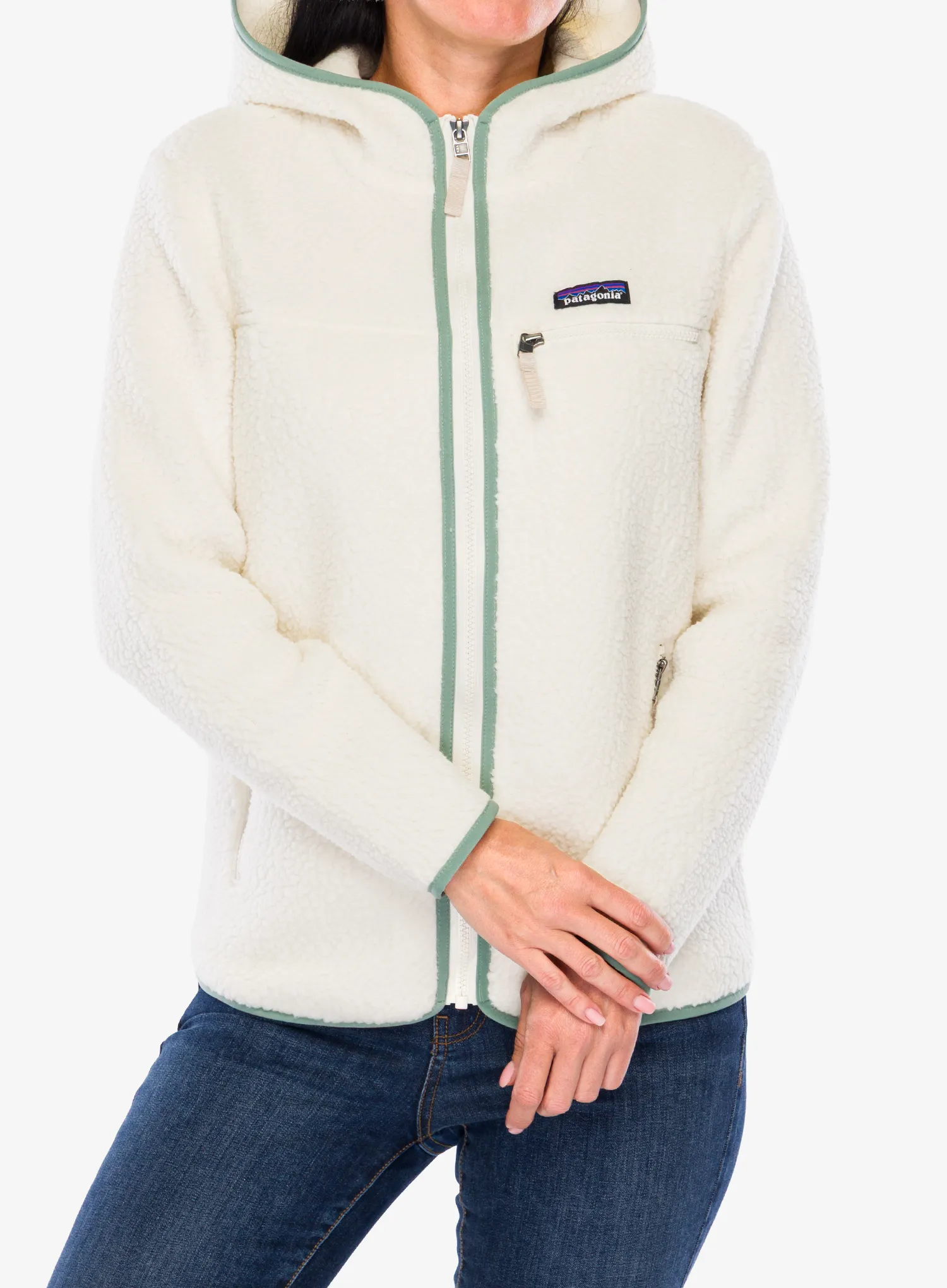 Moteriškas flisas Patagonia Retro Pile Hoody - natural/ellwood green