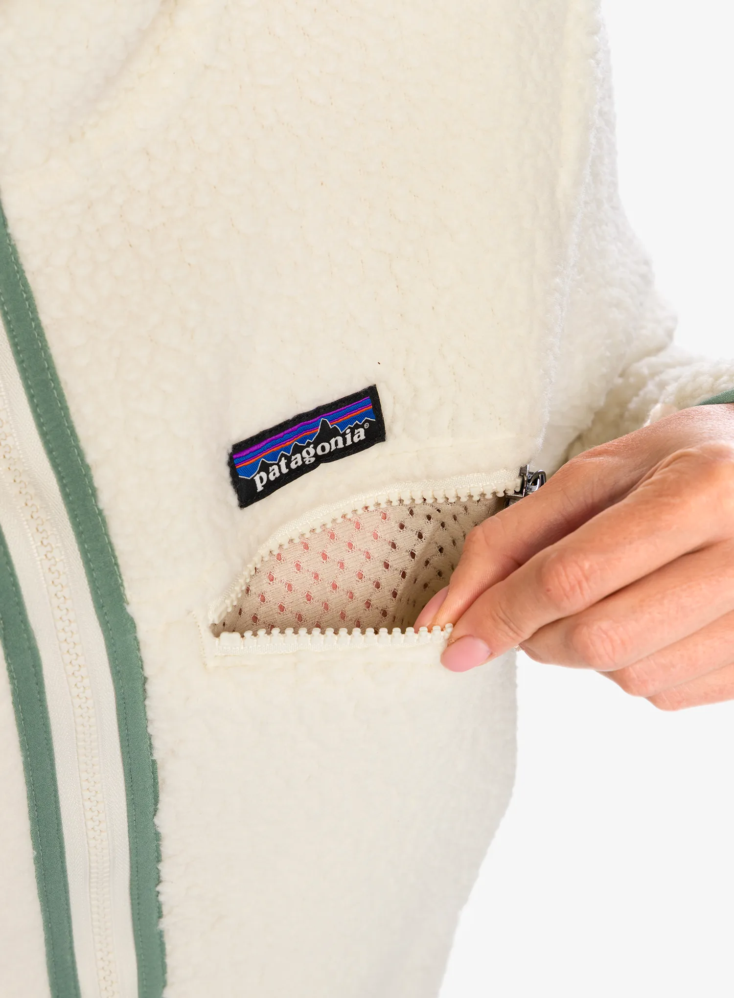 Moteriškas flisas Patagonia Retro Pile Hoody - natural/ellwood green
