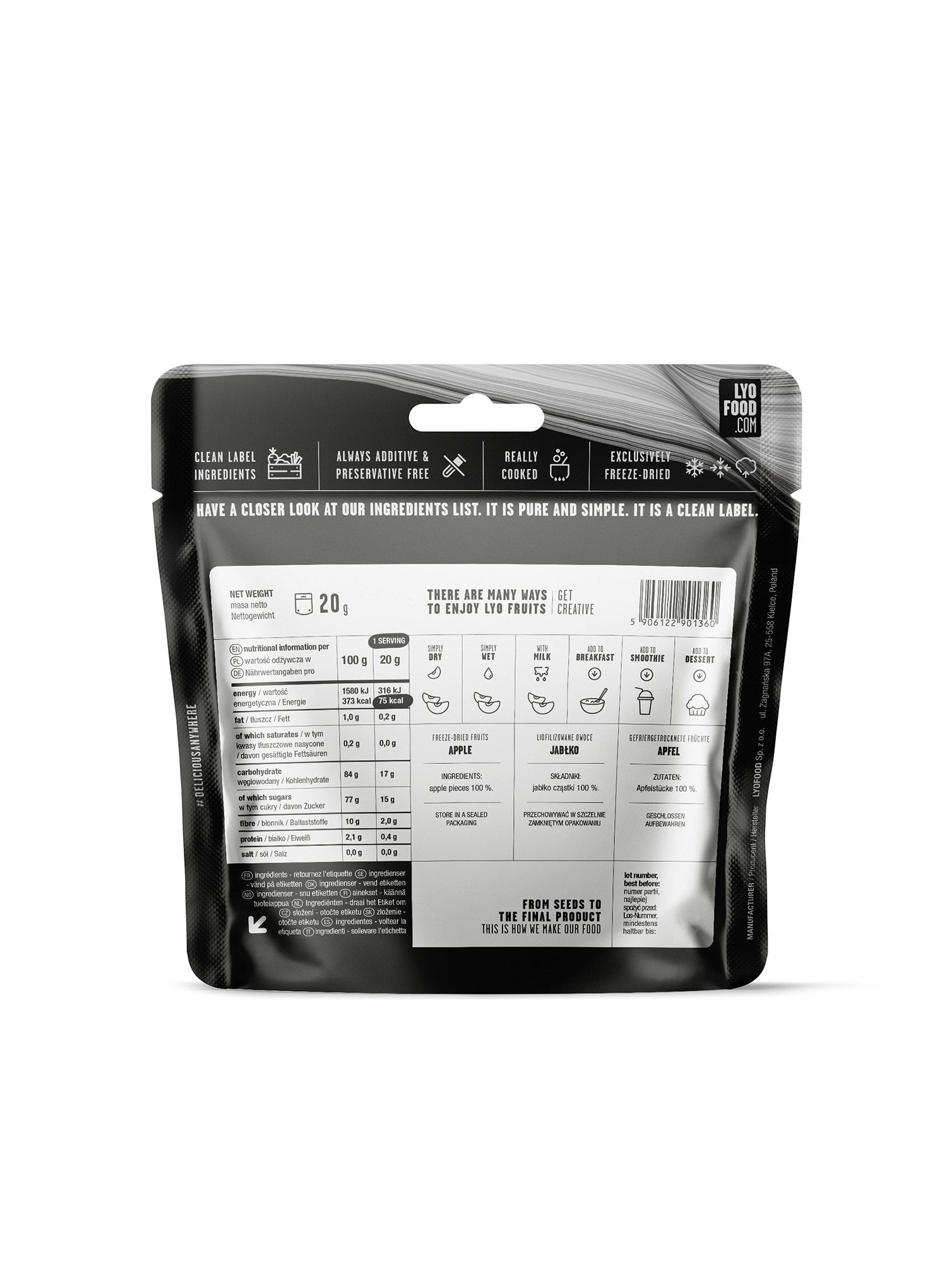 Užkandis LYOFOOD Liofilizuotas obuolys 20g