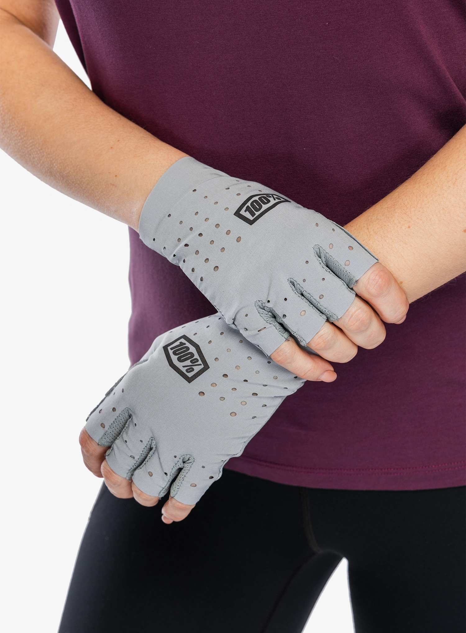 Moteriškos pirštinės be pirštų 100% Sling Bike Short Finger Gloves - grey
