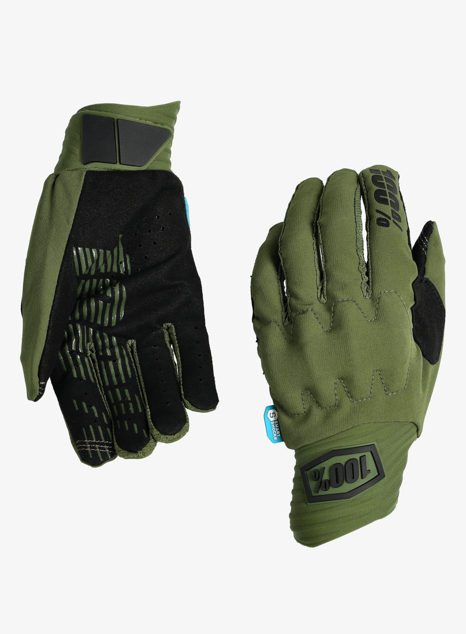 Dviratininko pirštinės 100% Cognito Smart Shock - army green