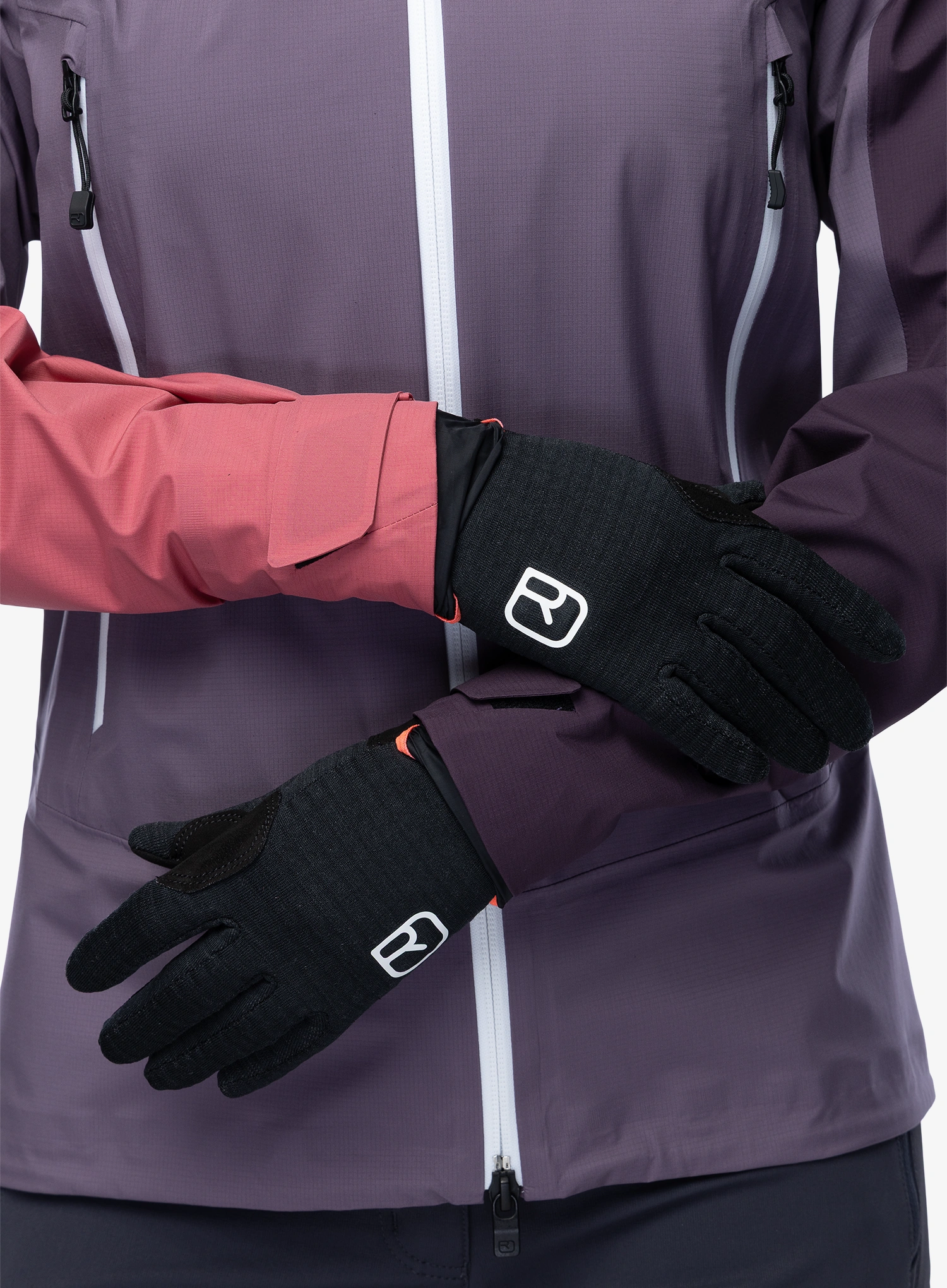 Moteriškos neperpučiamos pirštinės Ortovox Fleece Grid Cover Glove - black raven