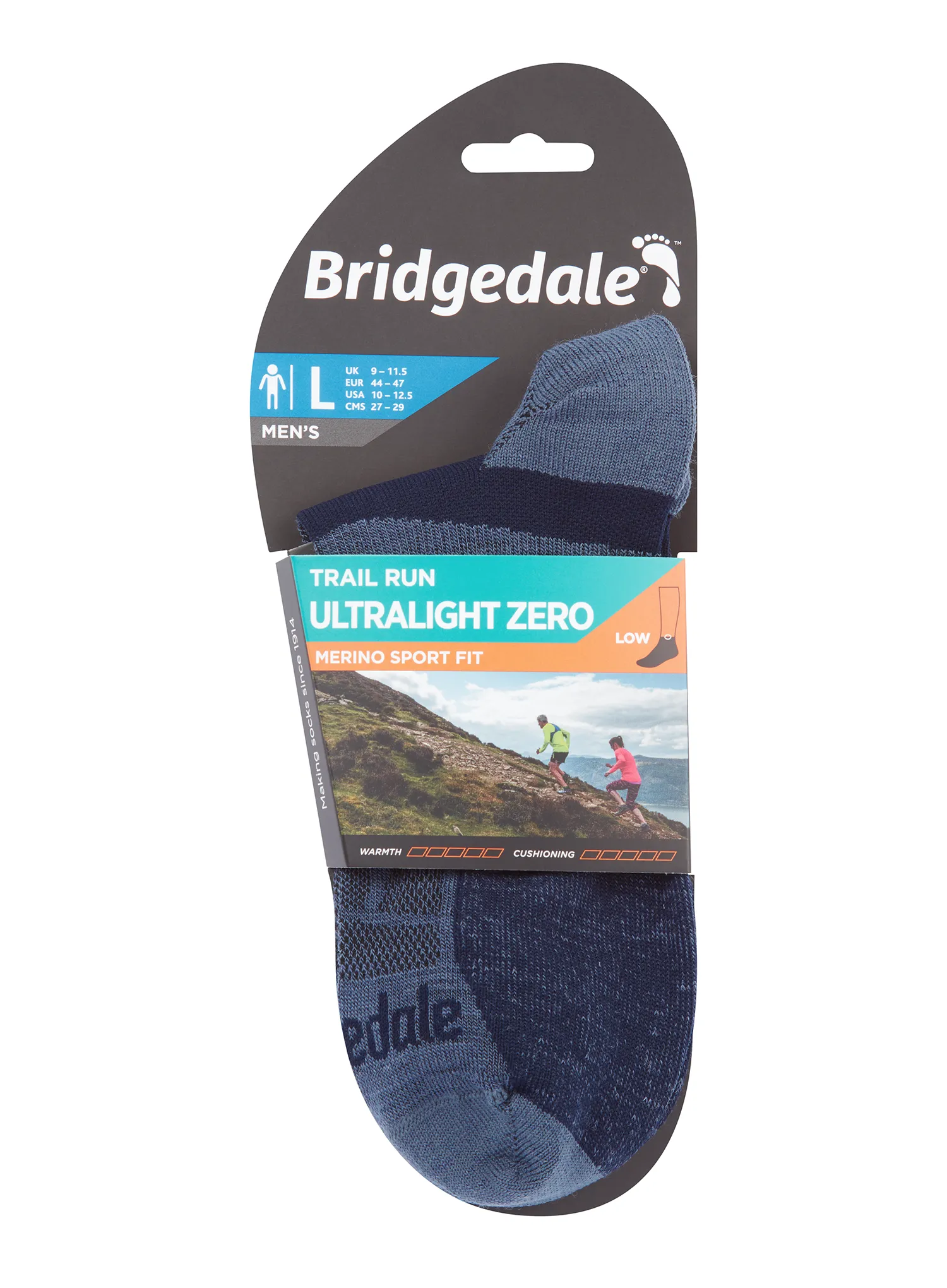 Kojinės bėgimo Bridgedale Trail Run Ultralight Zero Merino Sport Low - blue
