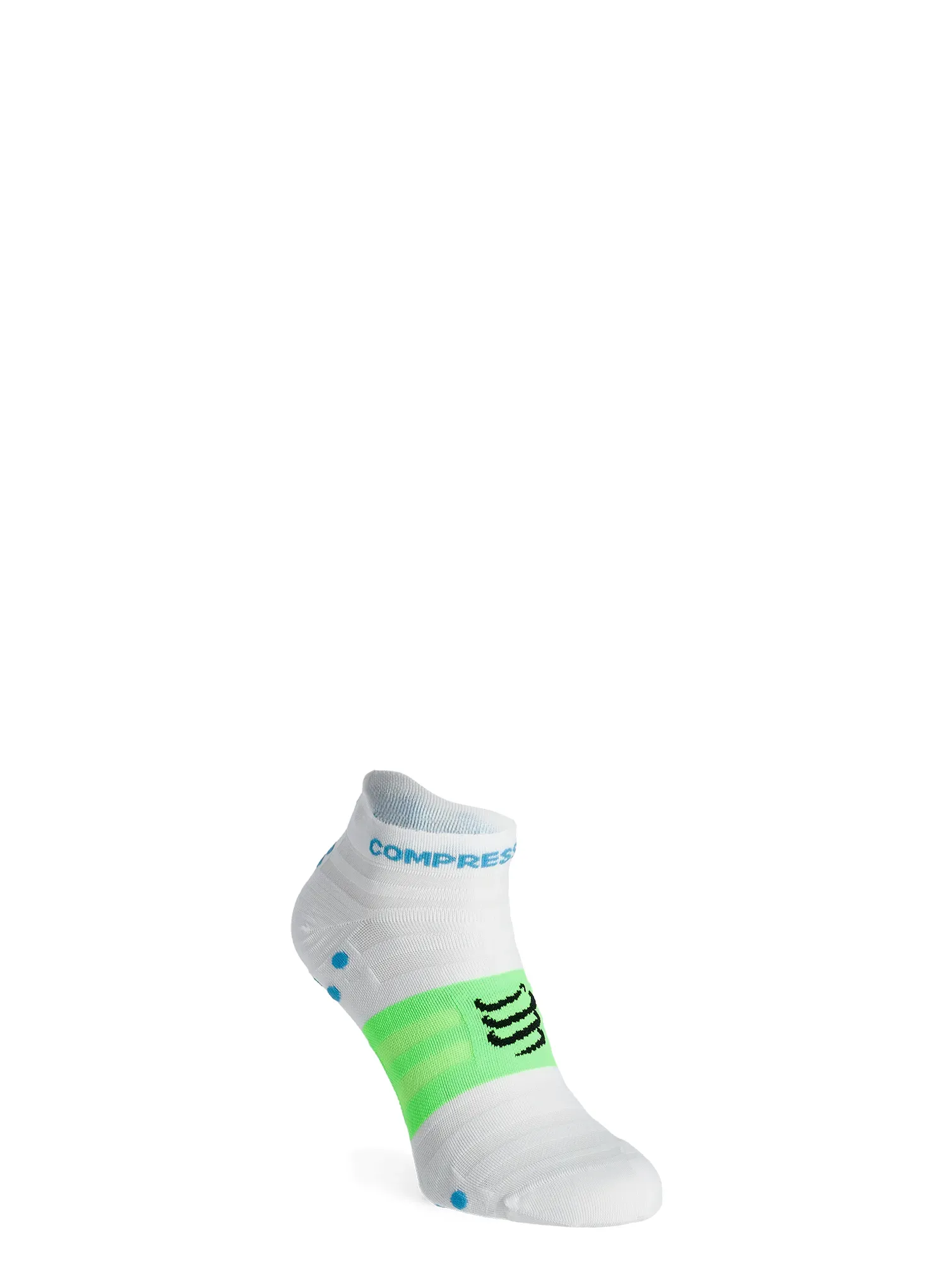 Kojinės bėgimo Compressport Pro Racing Socks v4.0 Ultralight Run Low - white/norse blue/neon green