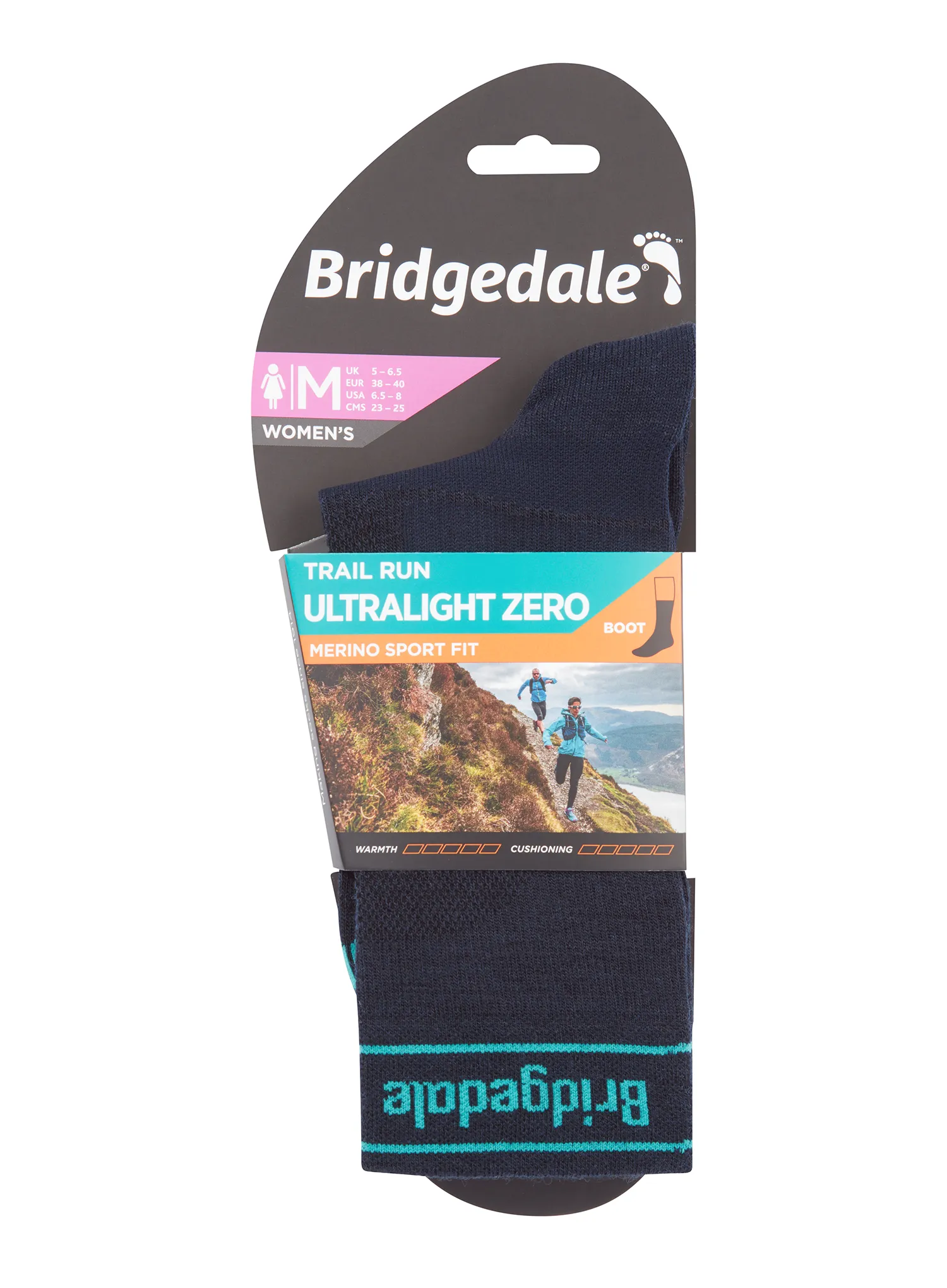 Moteriškos bėgimo kojinės Bridgedale Trail Run Ultralight Zero Merino Sport Boot - navy