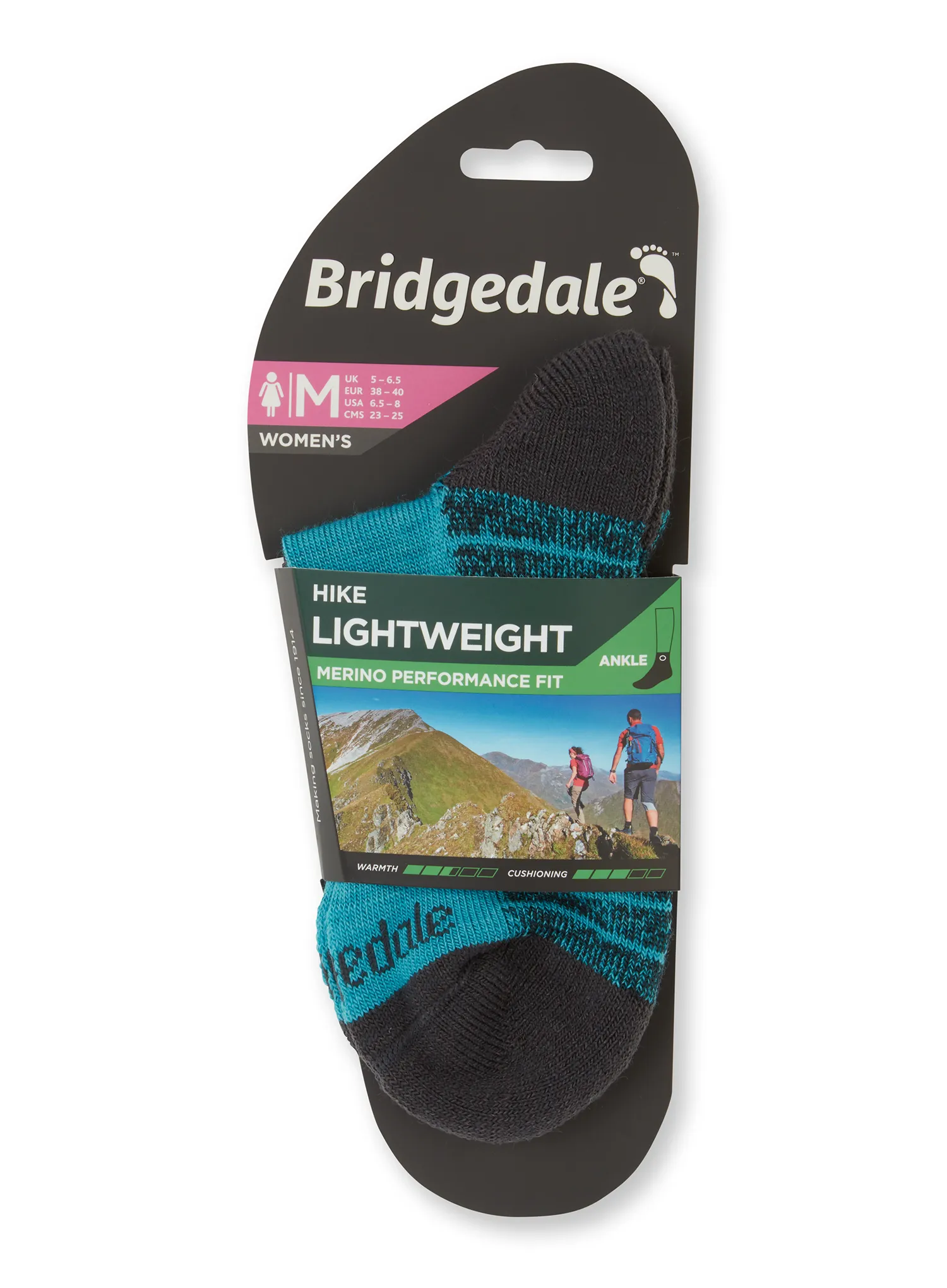 Moteriškos žygio kojinės Bridgedale Hike Lightweight Performance Ankle - turquoise/navy
