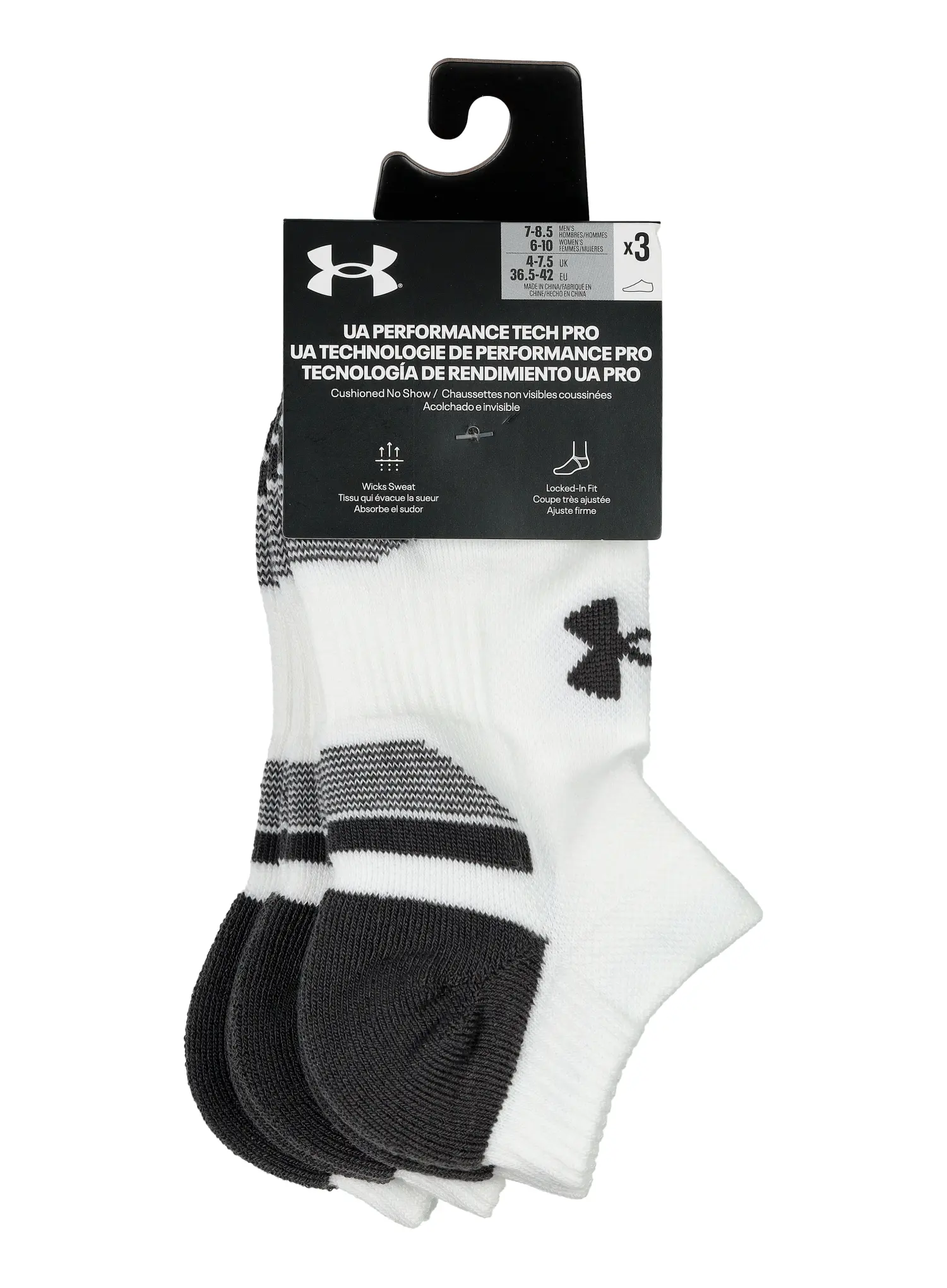 Kojinės Under Armour UA Performance Tech 3-Pack No Show - white/white/jet gray
