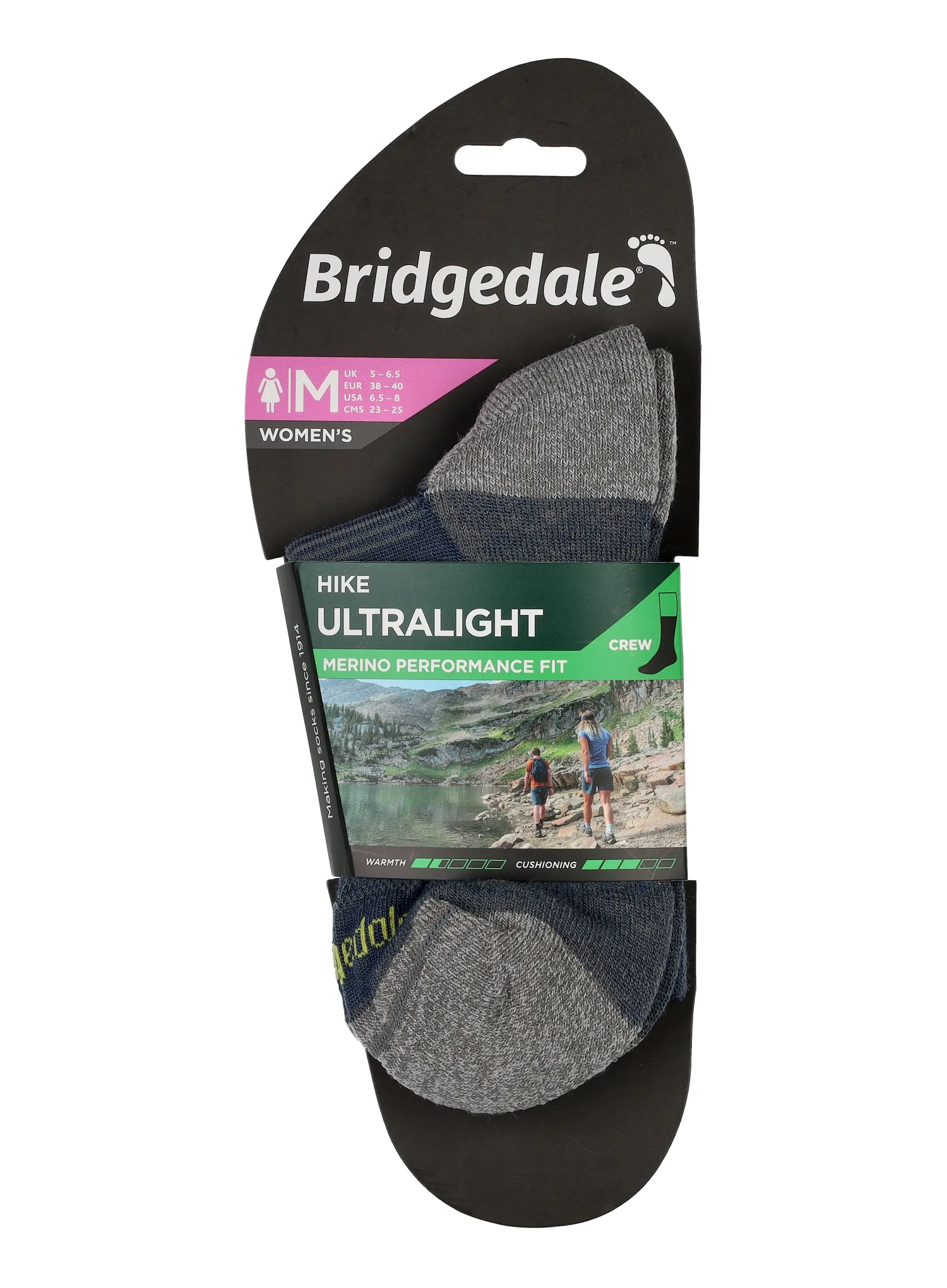 Moteriškos žygio kojinės Bridgedale Hike Ultra Lt T2 Merino P Crew - denim