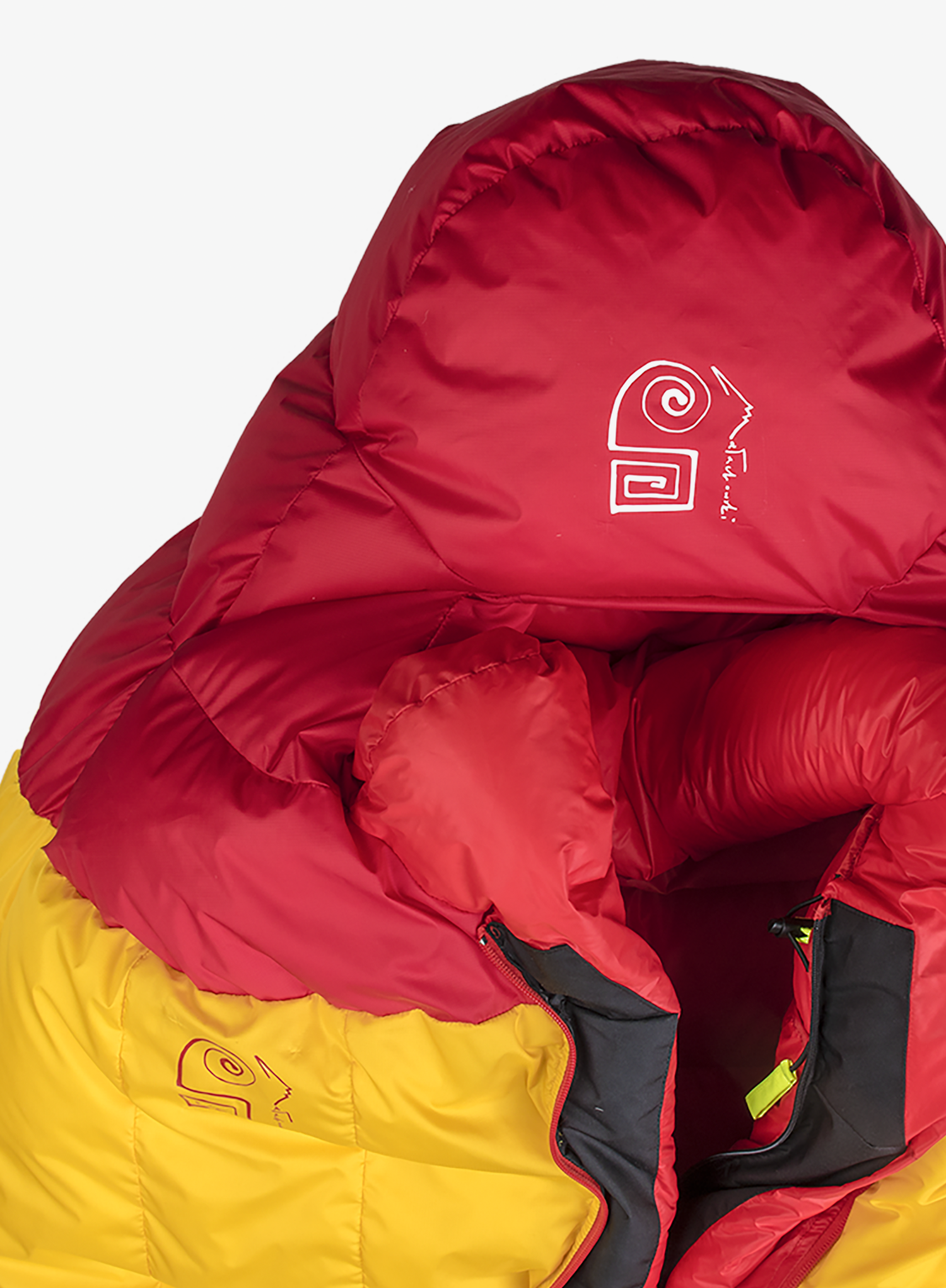 Pūkinis miegmaišis Małachowski 1000 Guide Pro (165-176 cm) - yellow/red