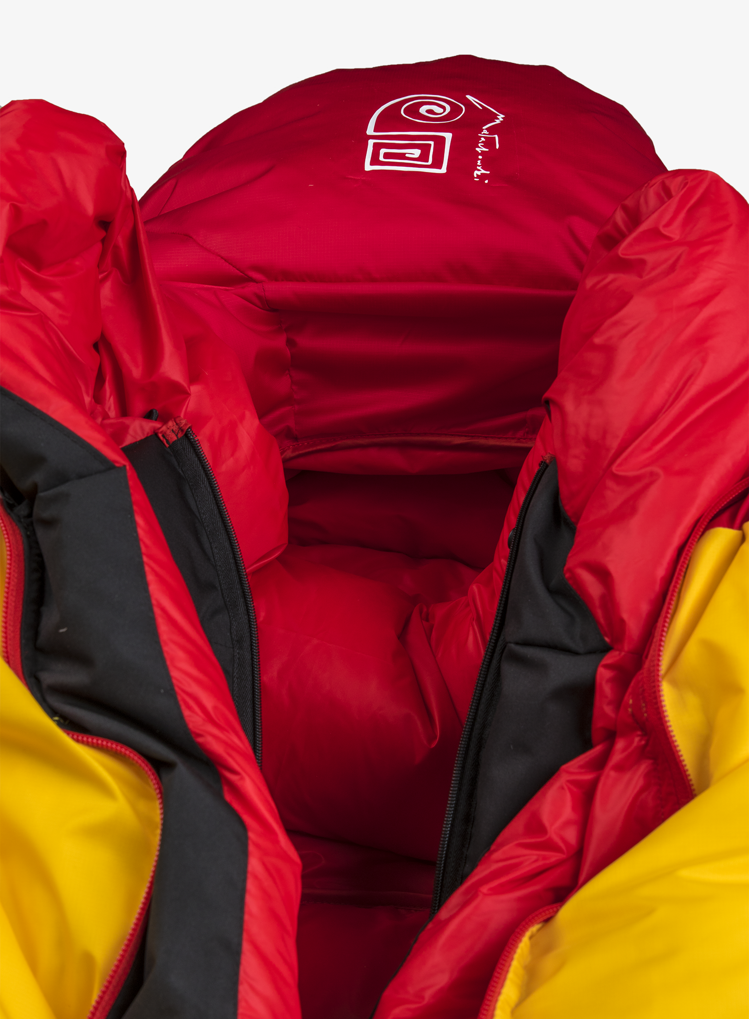 Pūkinis miegmaišis Małachowski 1300 Guide Pro (165-176 cm) - yellow/red