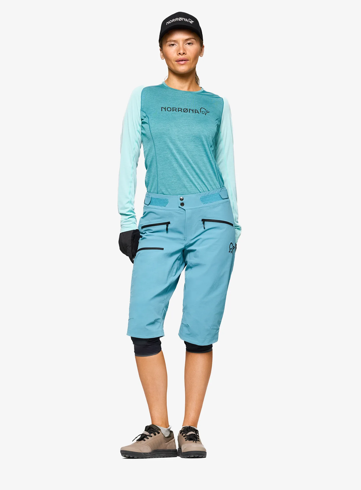 Dviratininko šortai moterims Norrona Fjora Flex1 Shorts - brittany blue