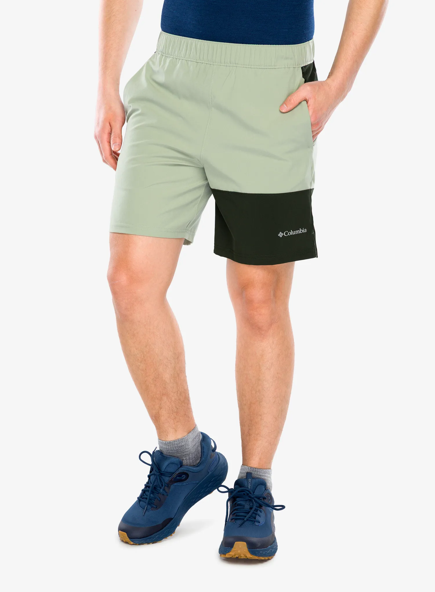 Turistiniai šortai Columbia Hike Color Block Short - safari/greenscape