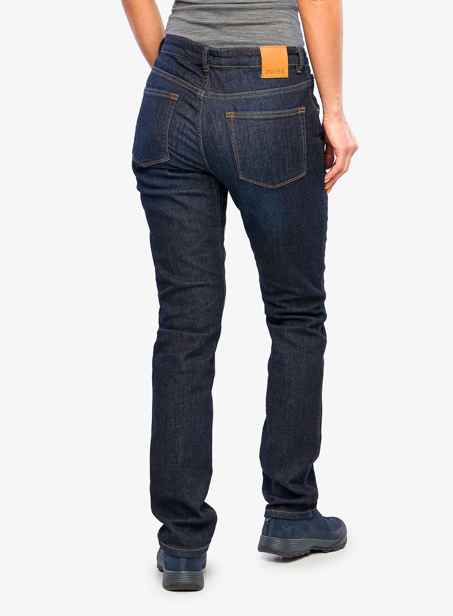 Moteriškos kelnės DUER Fireside Denim Slim Straight - dark stone