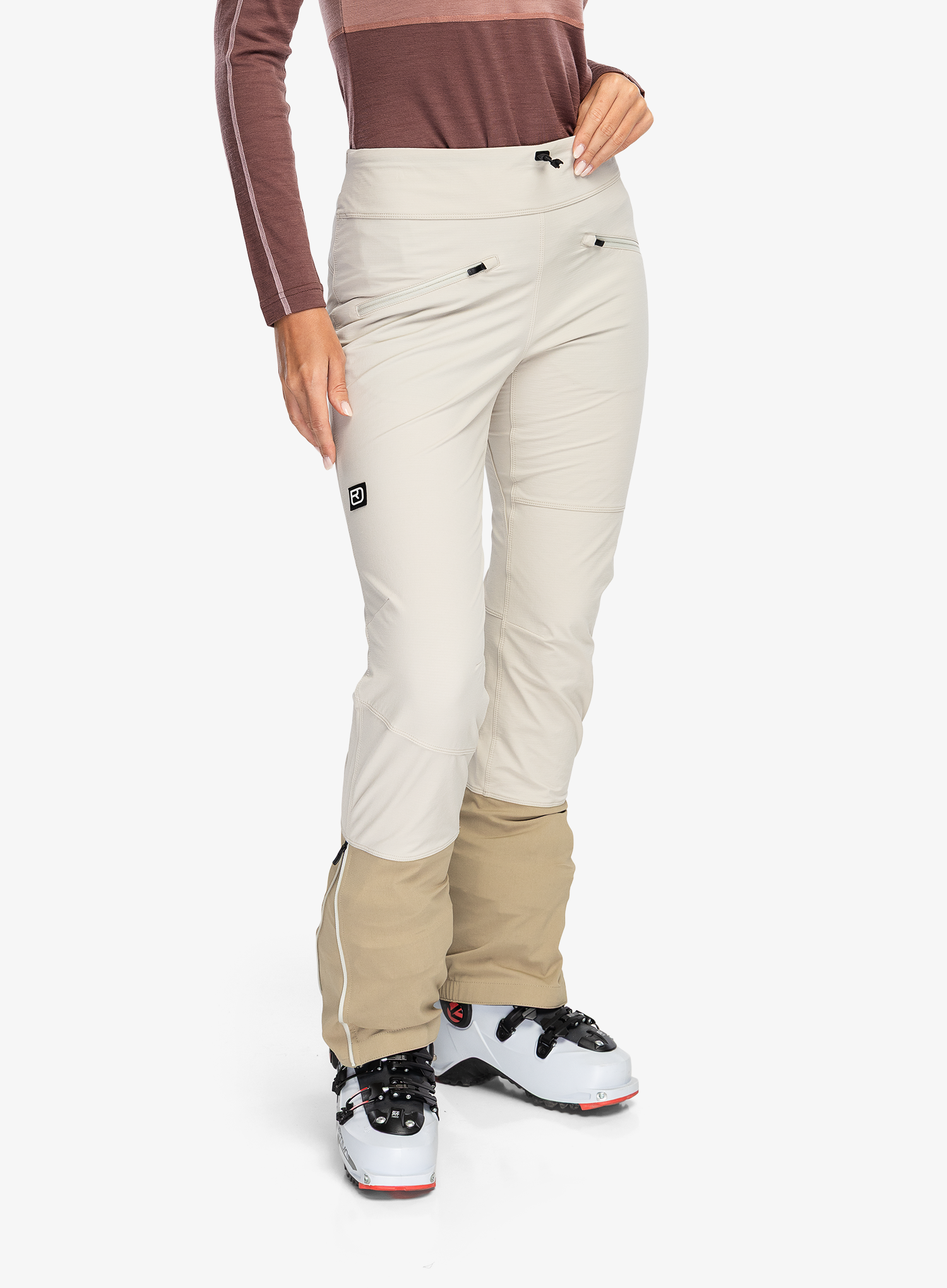Softshell kelnės moterims Ortovox Venet Softshell Pants - white tea