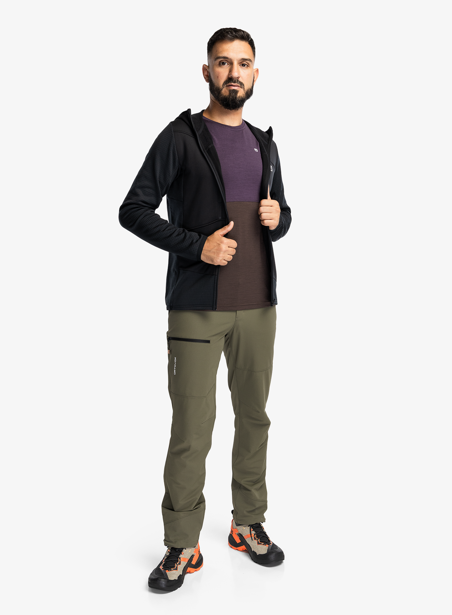 Softshell kelnės Ortovox Seceda Softshell Pants - dark wild herbs