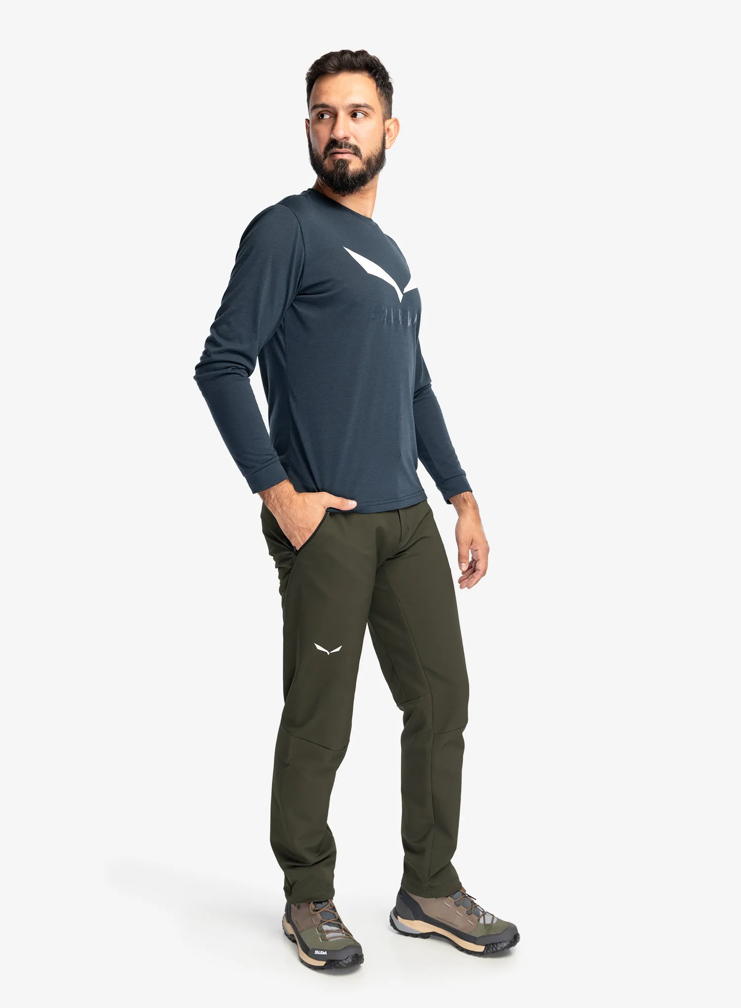 Softshell kelnės Salewa Puez Dolomitic 2 Durastretch Regular Pant - dark olive