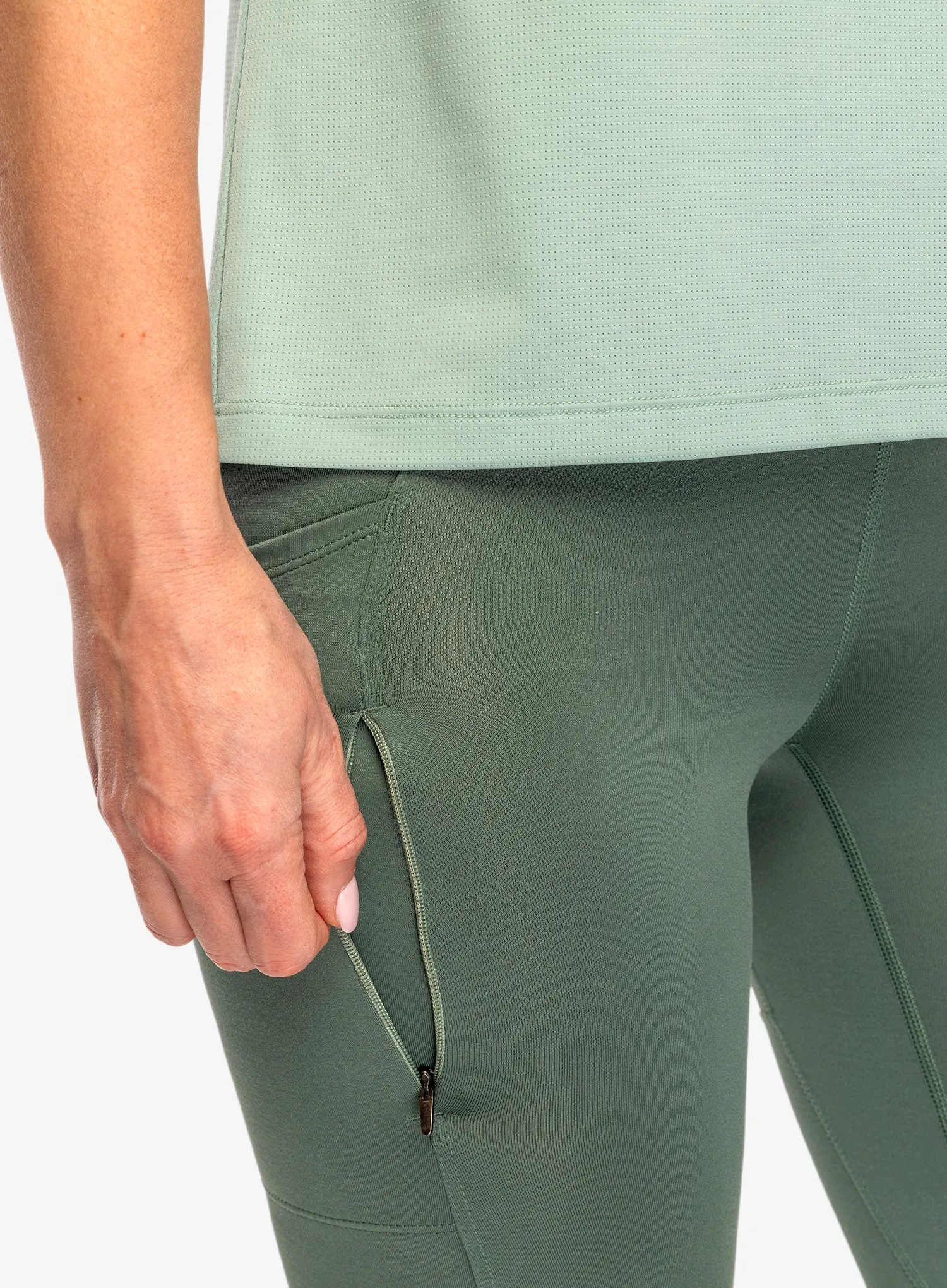 Turistinės kelnės moterims Patagonia Pack Out Hike Tights - hemlock green