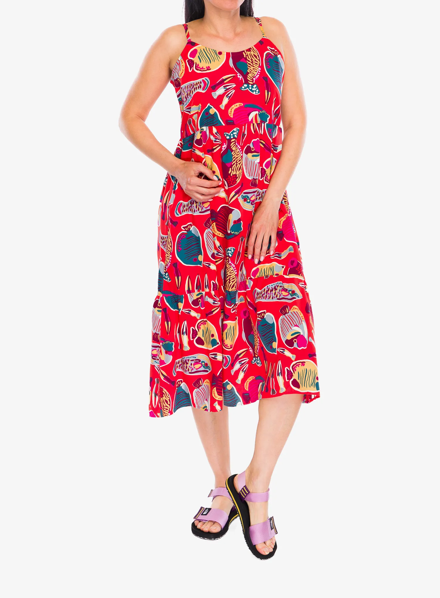 Sportinė suknelė Patagonia Tidal Threads Dress - wrasse/pollinator orange