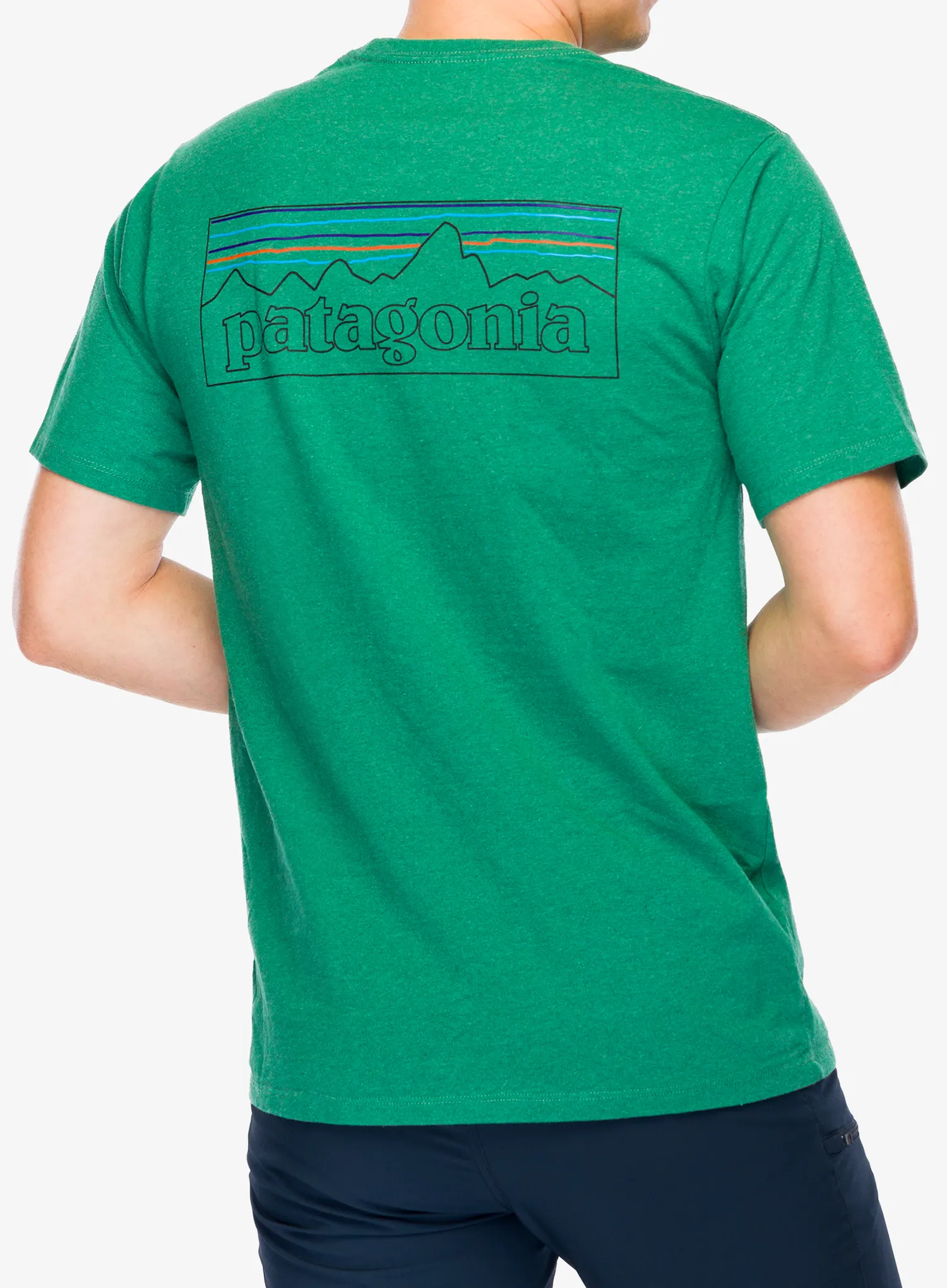 Marškinėliai su spauda Patagonia P-6 Logo Responsibili-Tee - p-6 outline/heartleaf green