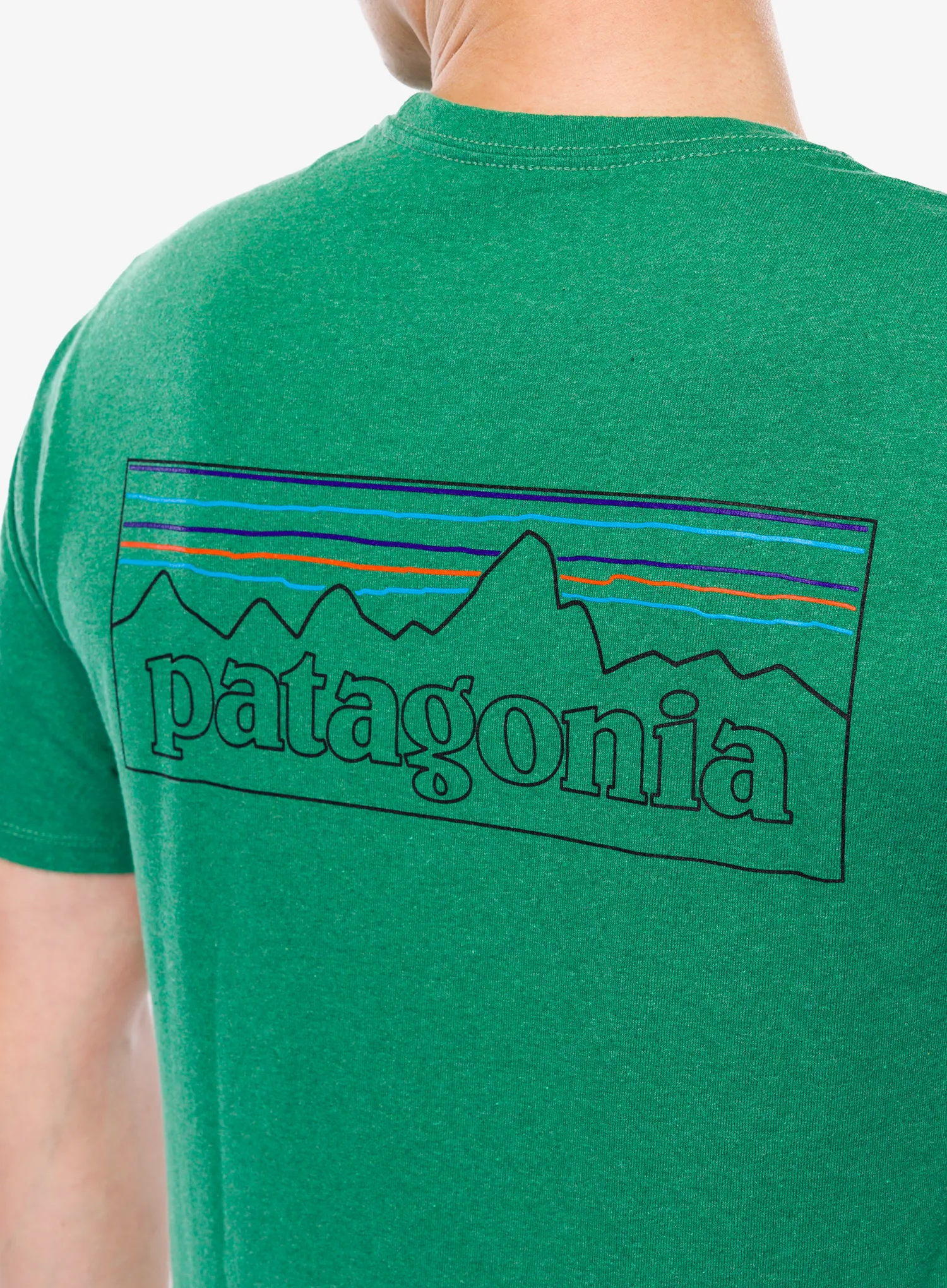 Marškinėliai su spauda Patagonia P-6 Logo Responsibili-Tee - p-6 outline/heartleaf green