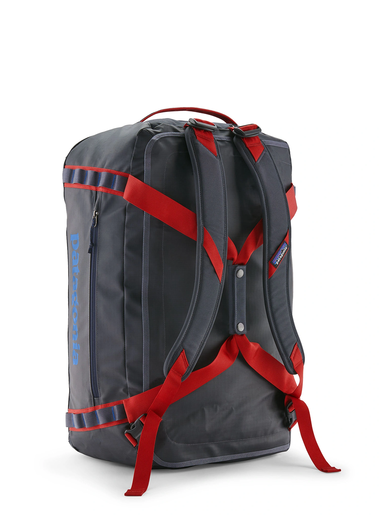 Kelioninis krepšys Patagonia Black Hole Duffel 55L - smolder blue w/amanita red
