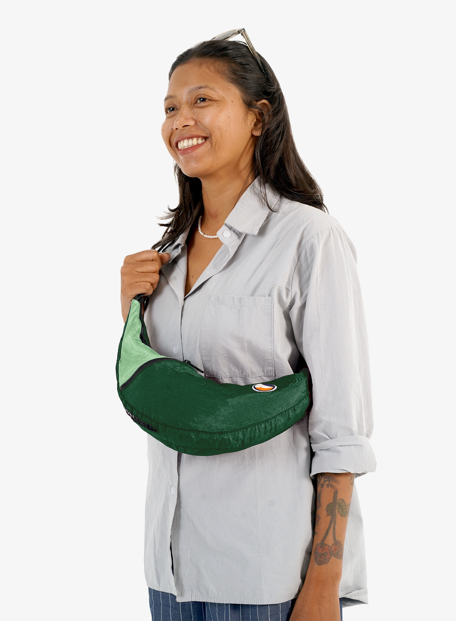 Krepšys Ticket To The Moon Upcycled Sling Bag - dark green/jade green