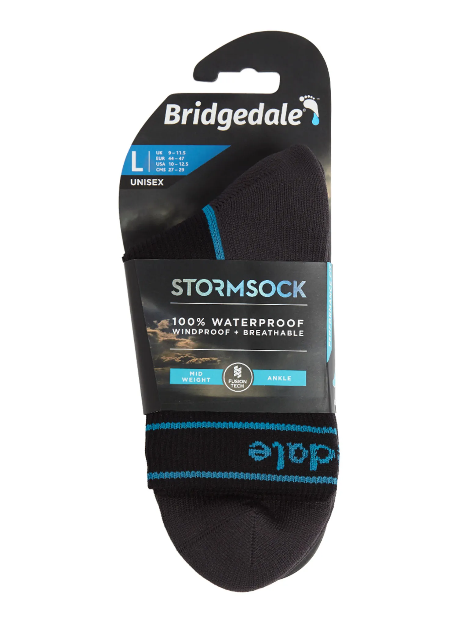 Neperšlampamos kojinės Bridgedale StormSock Midweight Ankle - black/blue